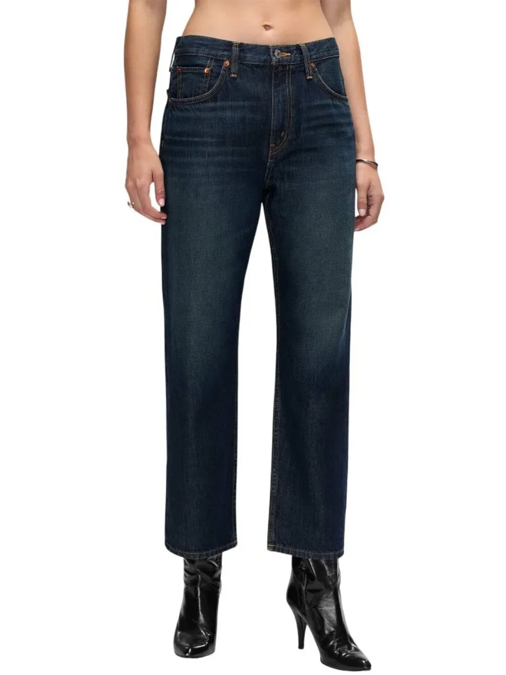 RE/DONE Ollie Slim Straight Crop Dark Indigo Jeans Size 27 New With Tags
